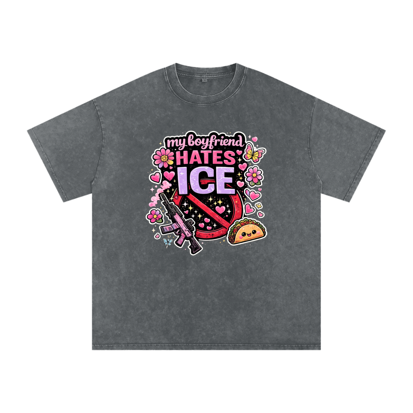 Snow Washed Oversized Cotton T-Shirt