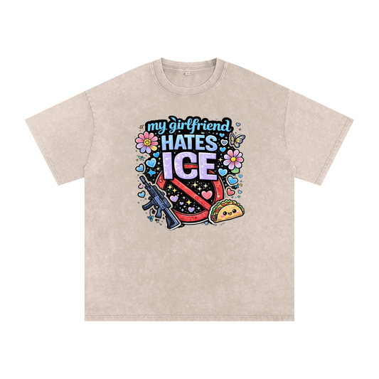 Snow Washed Oversized Cotton T-Shirt