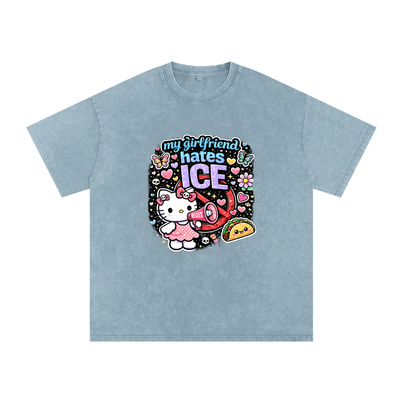 Snow Washed Oversized Cotton T-Shirt