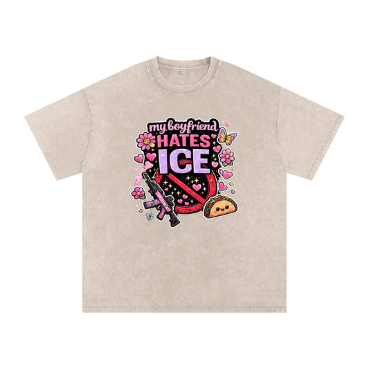 Snow Washed Oversized Cotton T-Shirt