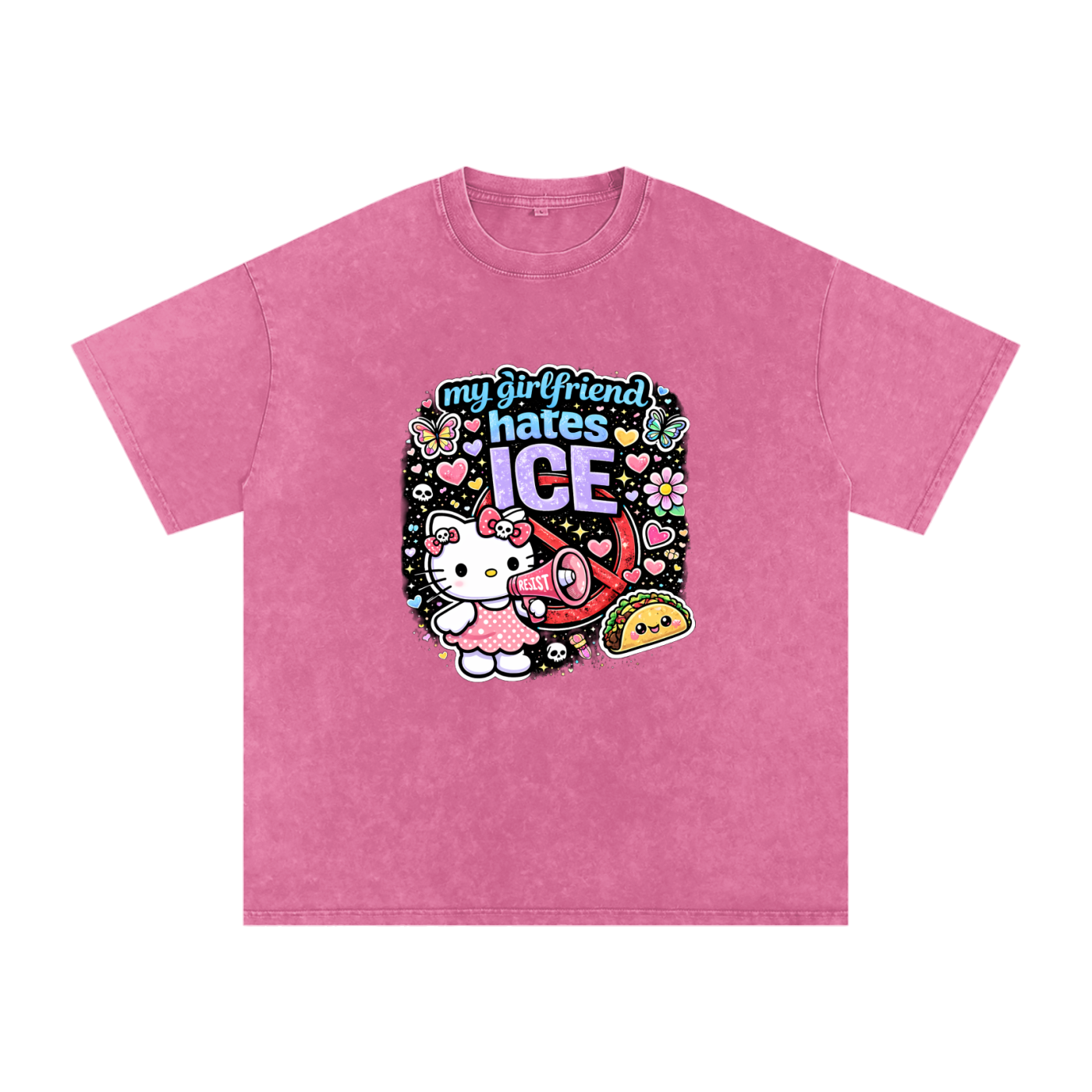 Snow Washed Oversized Cotton T-Shirt