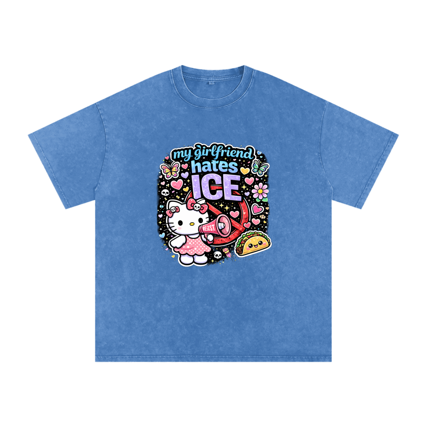 Snow Washed Oversized Cotton T-Shirt