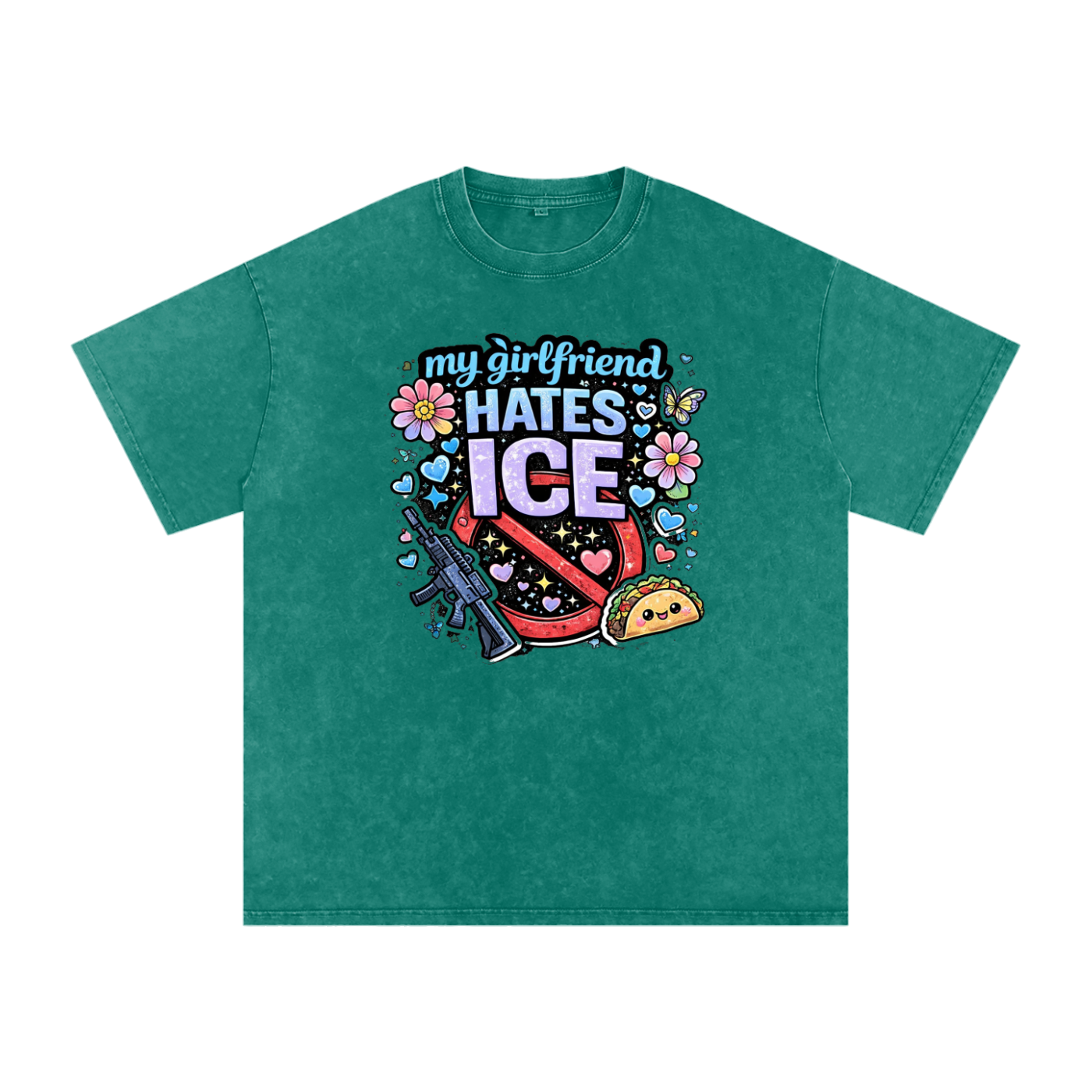 Snow Washed Oversized Cotton T-Shirt