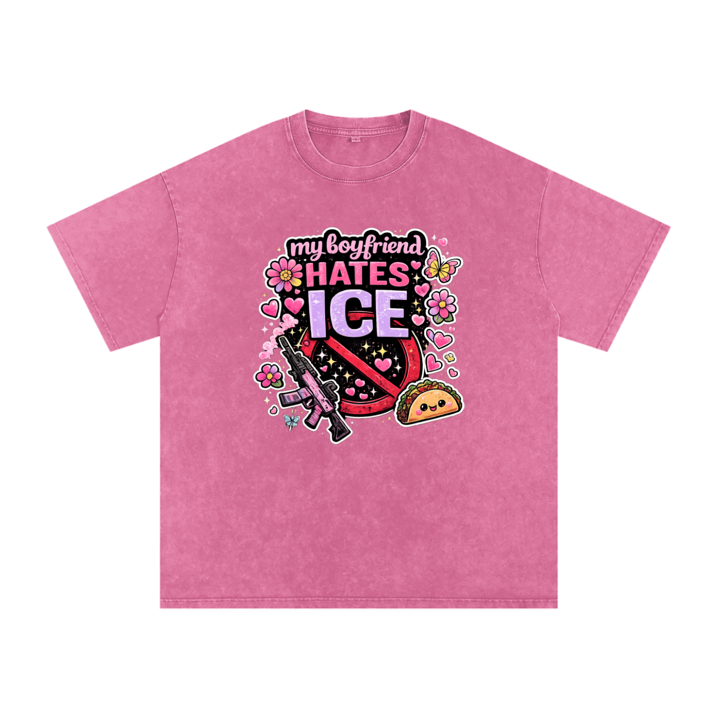 Snow Washed Oversized Cotton T-Shirt