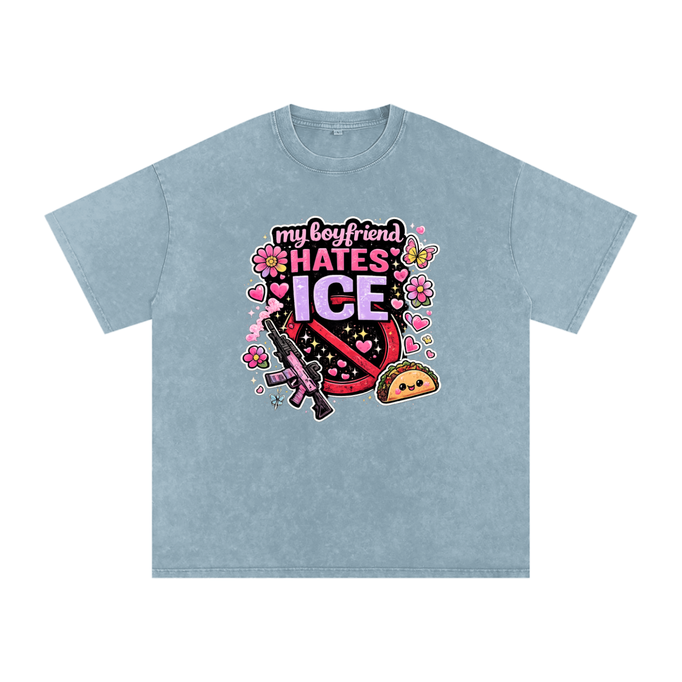 Snow Washed Oversized Cotton T-Shirt