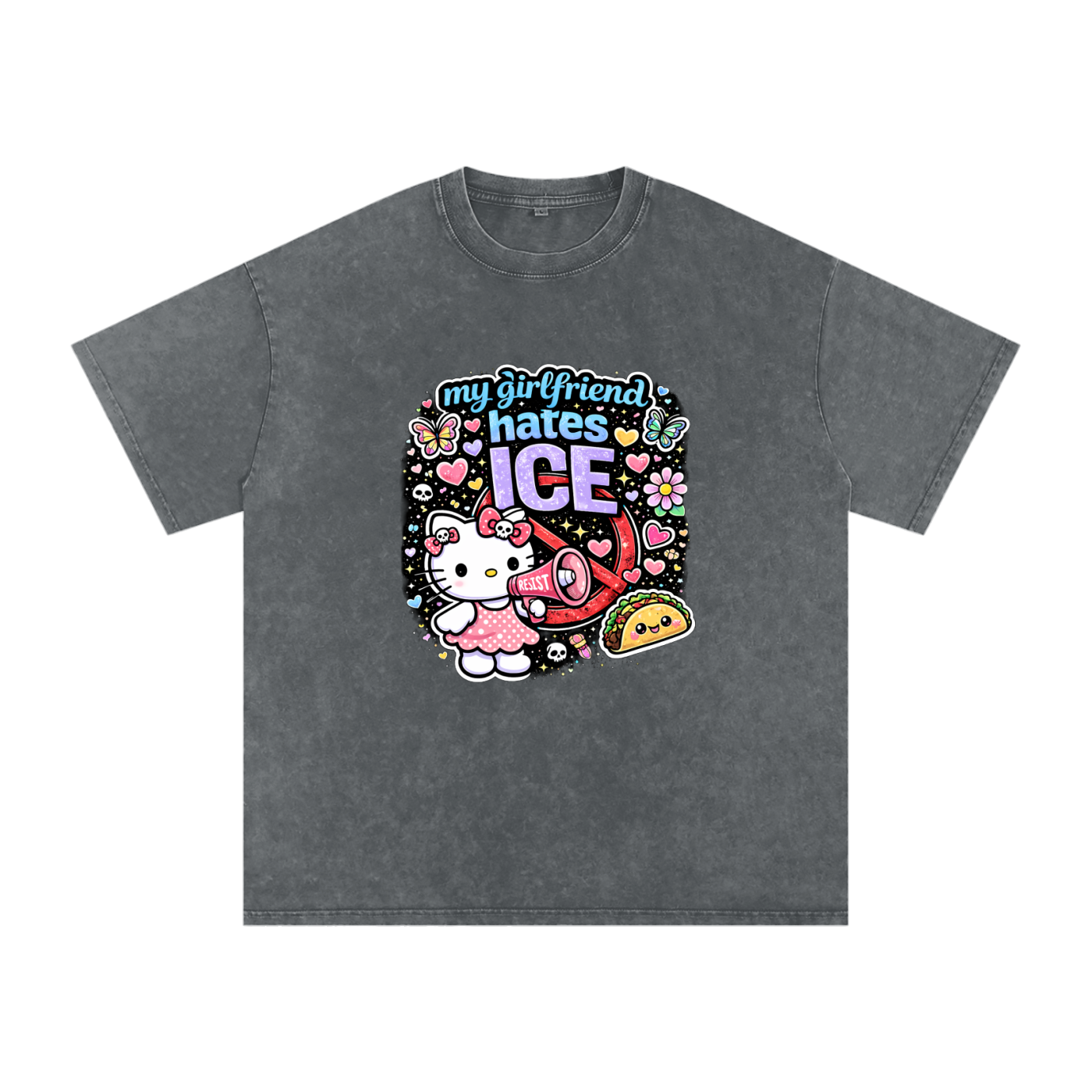 Snow Washed Oversized Cotton T-Shirt