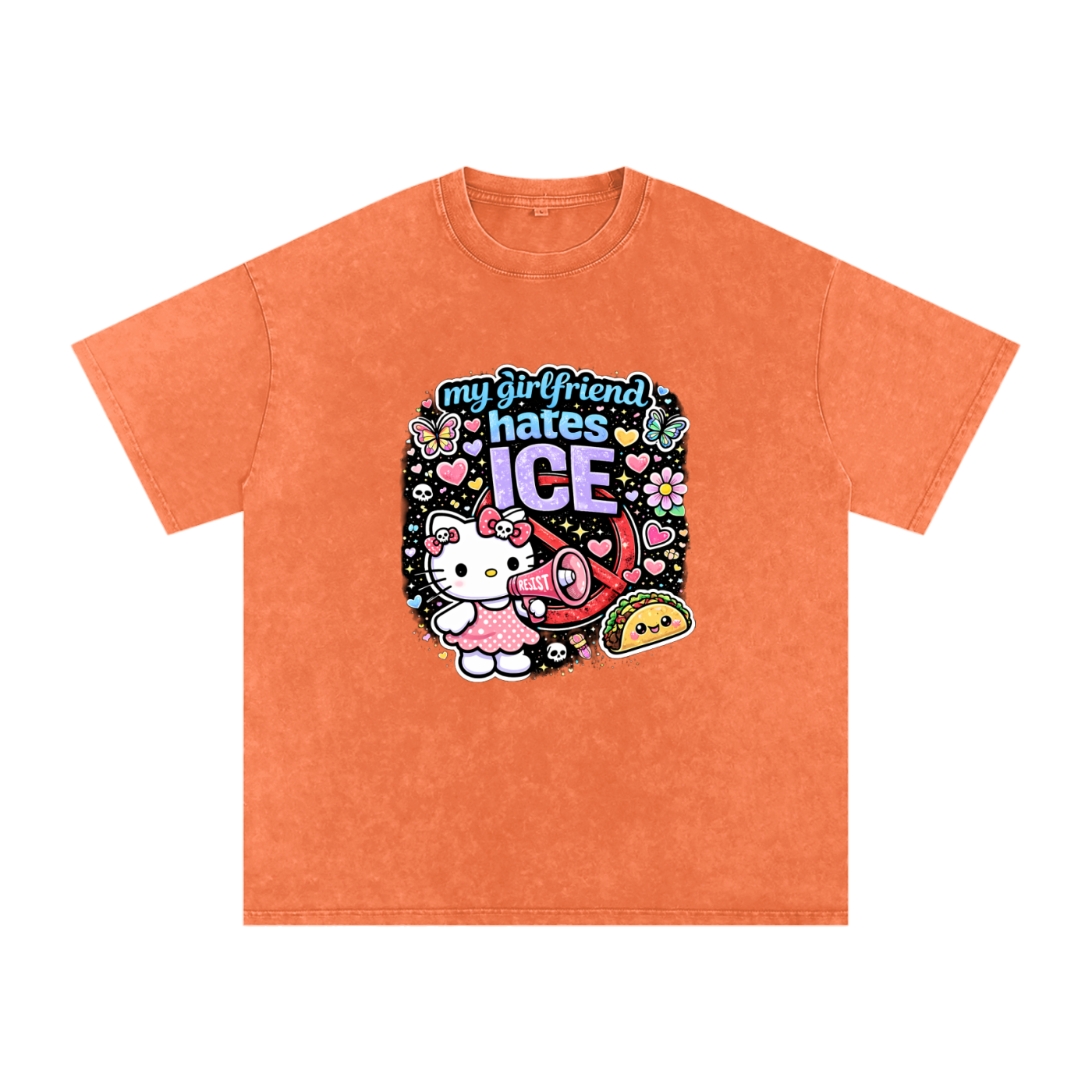Snow Washed Oversized Cotton T-Shirt