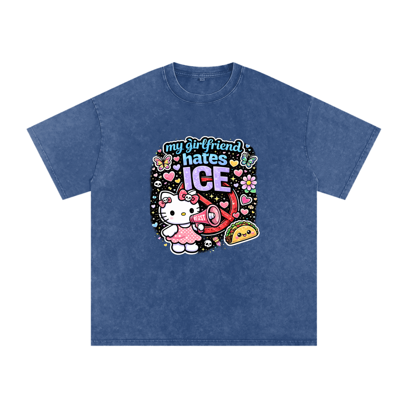Snow Washed Oversized Cotton T-Shirt