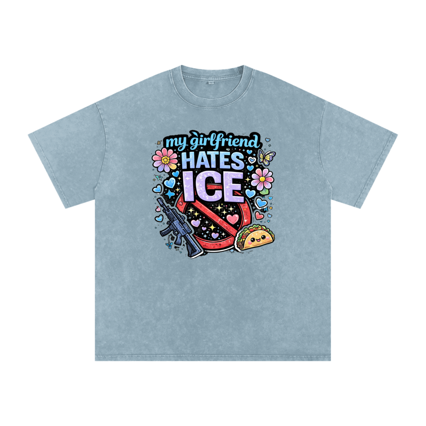 Snow Washed Oversized Cotton T-Shirt