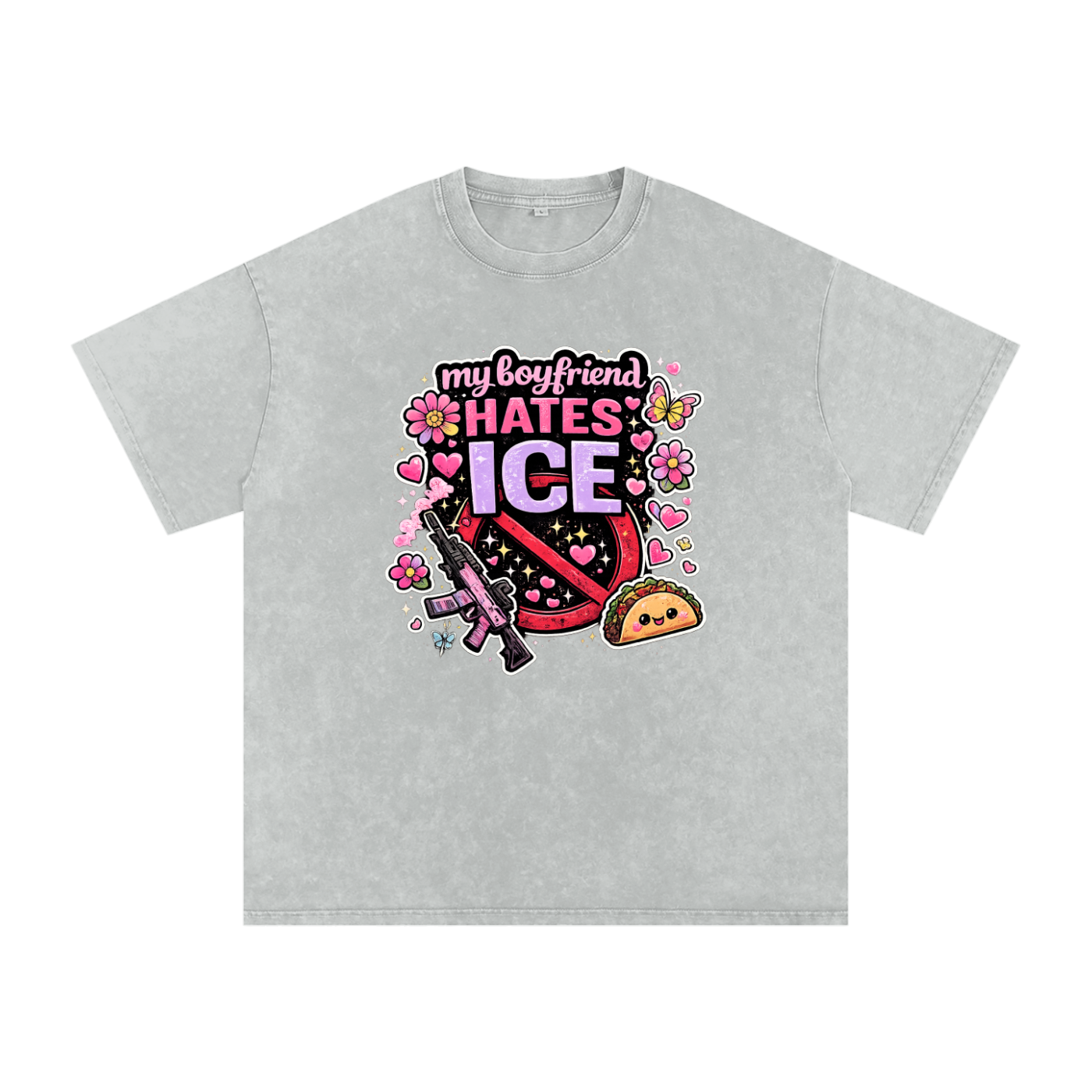 Snow Washed Oversized Cotton T-Shirt
