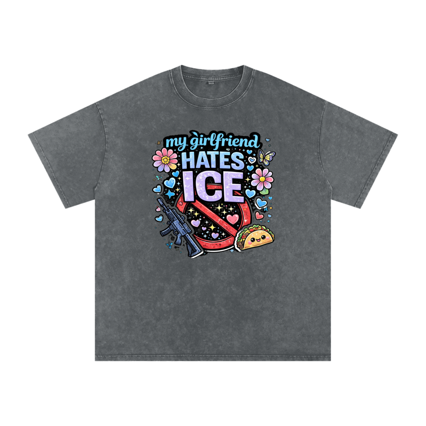 Snow Washed Oversized Cotton T-Shirt