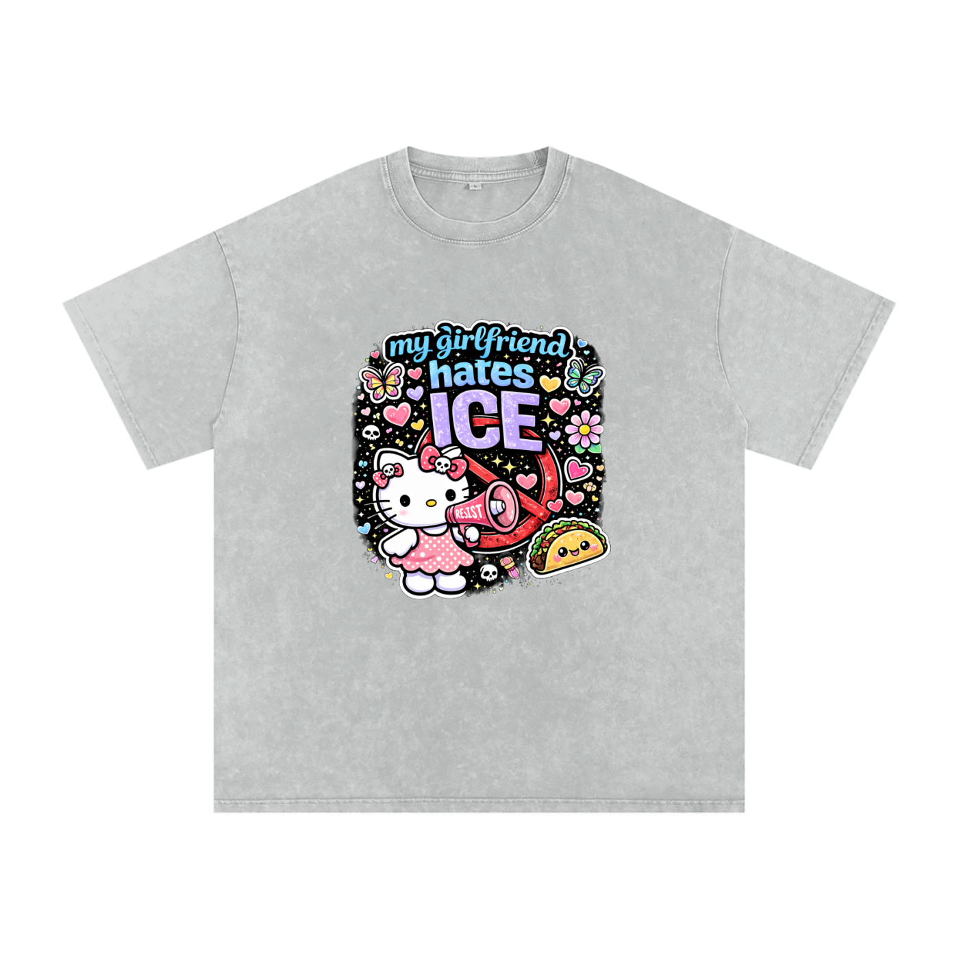 Snow Washed Oversized Cotton T-Shirt