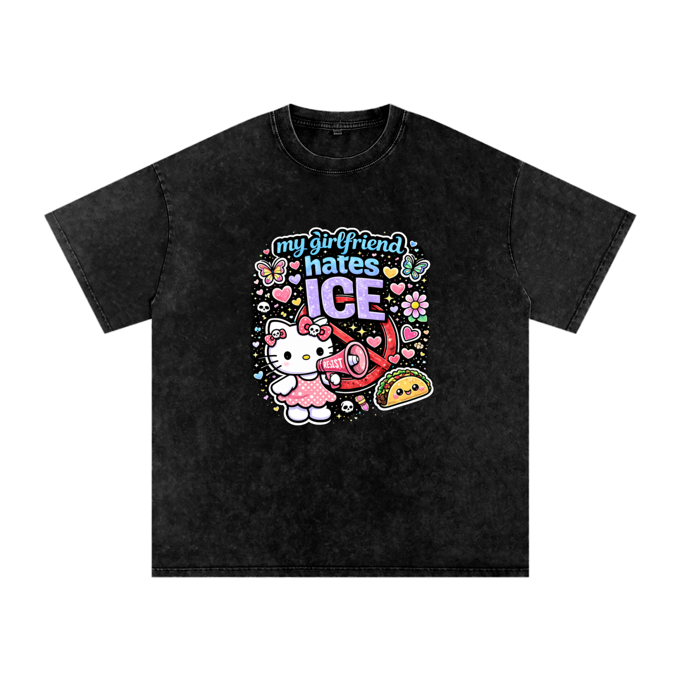 Snow Washed Oversized Cotton T-Shirt