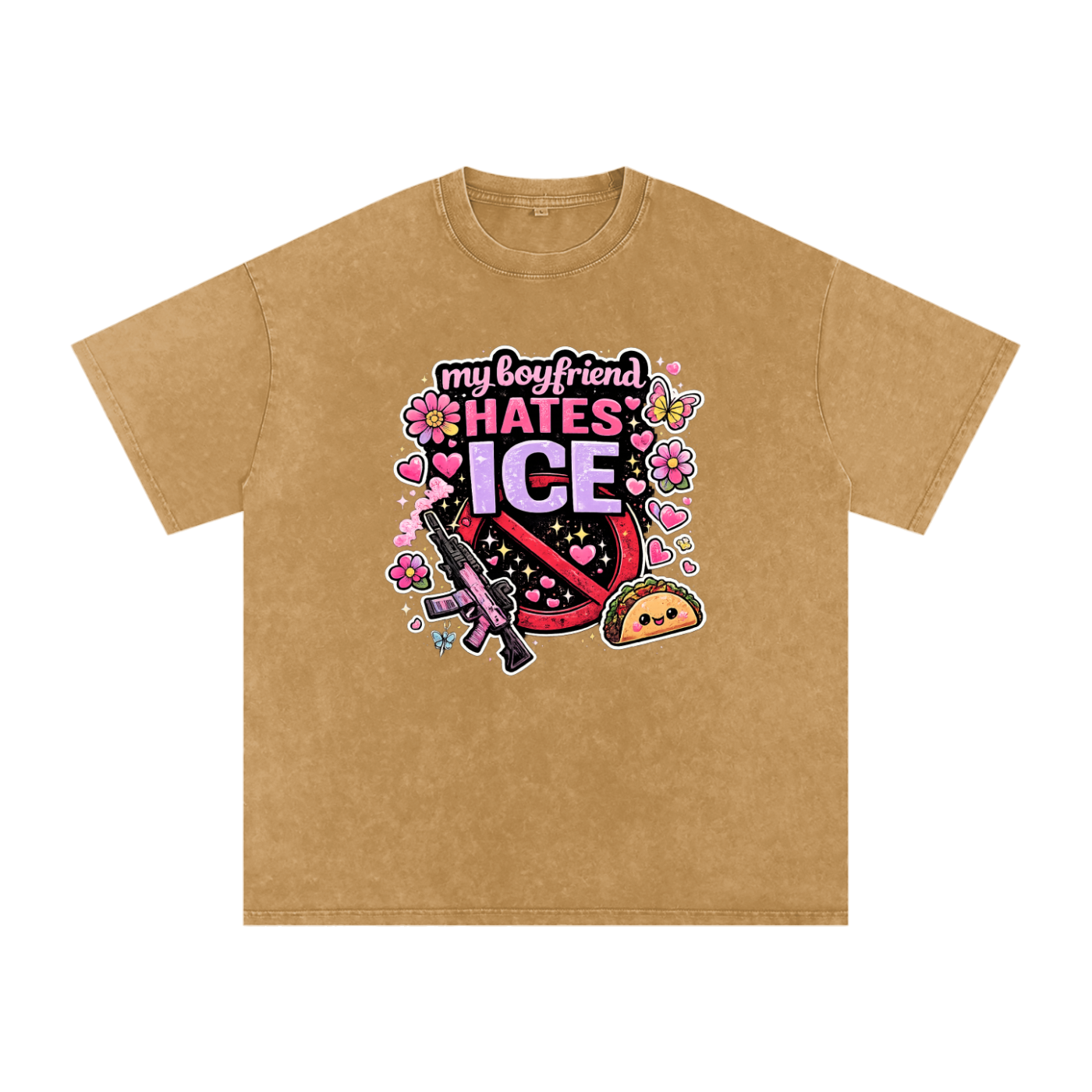 Snow Washed Oversized Cotton T-Shirt