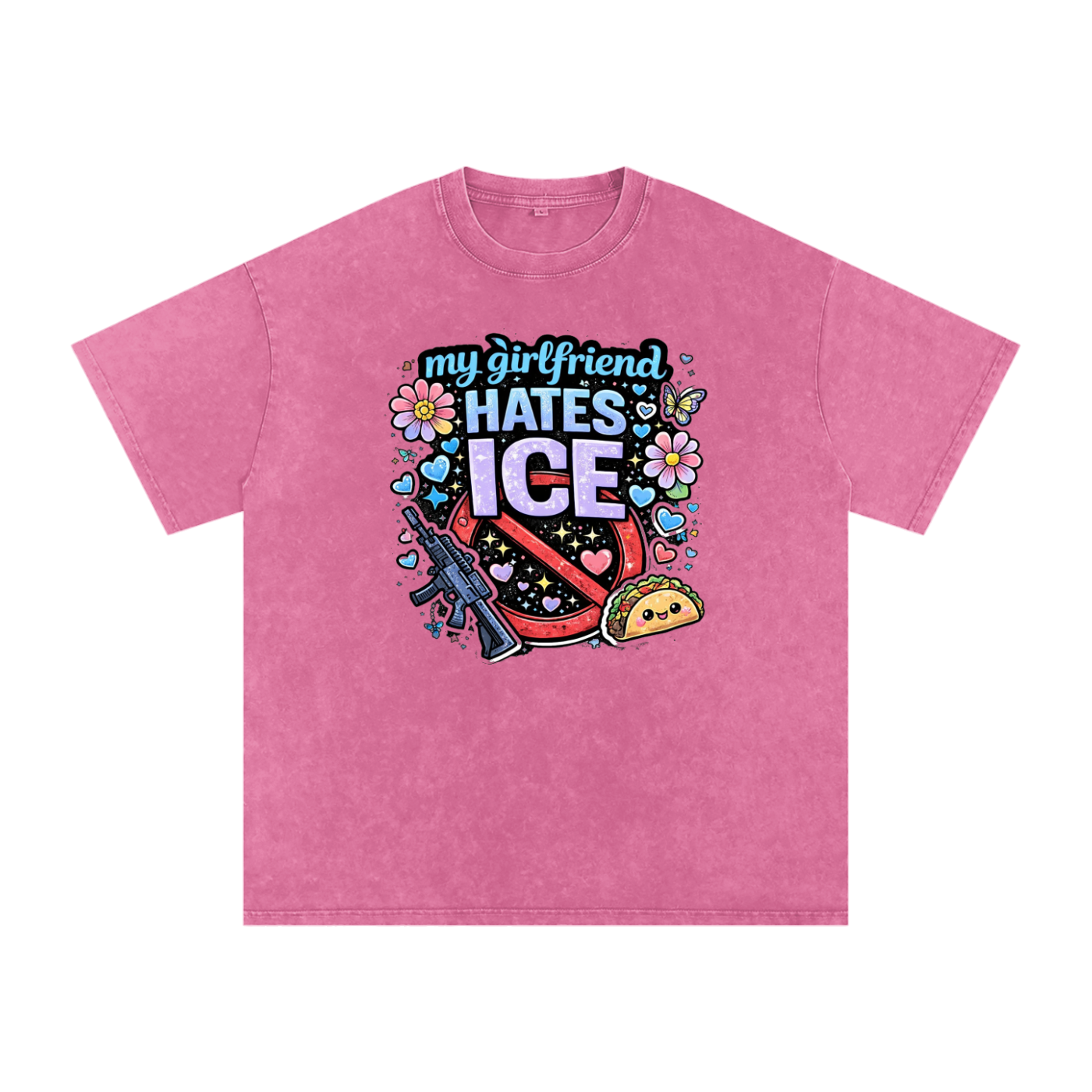 Snow Washed Oversized Cotton T-Shirt