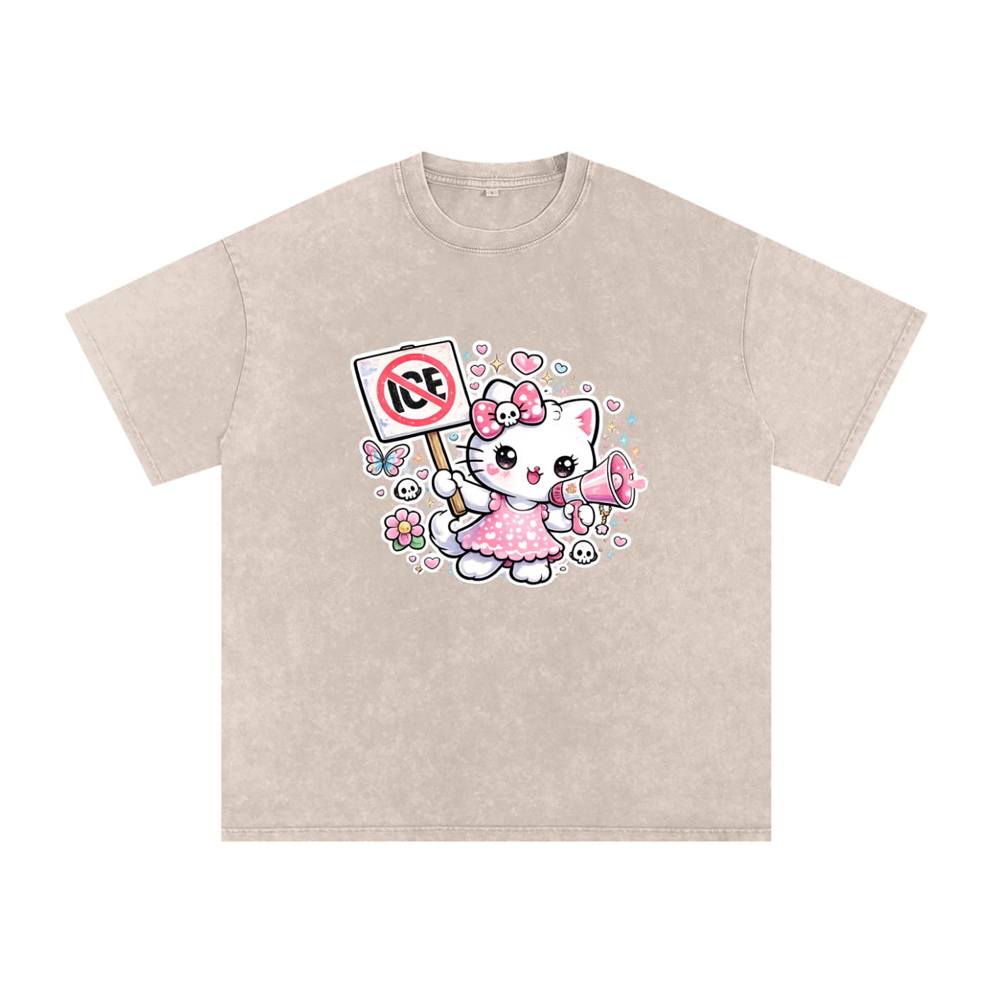 Snow Washed Oversized Cotton T-Shirt