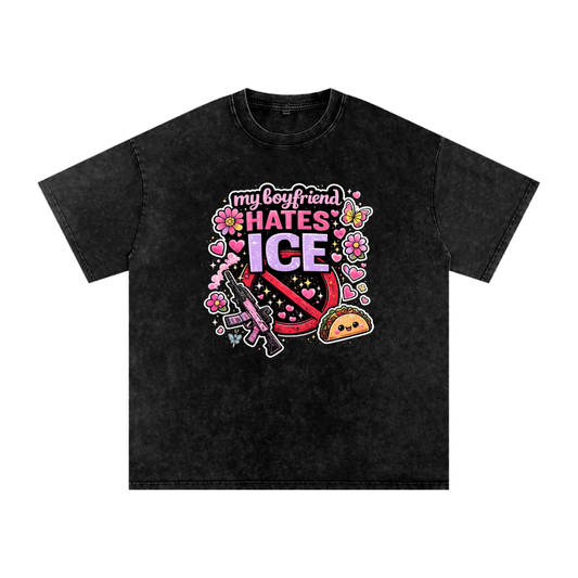 Snow Washed Oversized Cotton T-Shirt