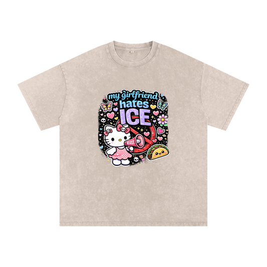 Snow Washed Oversized Cotton T-Shirt