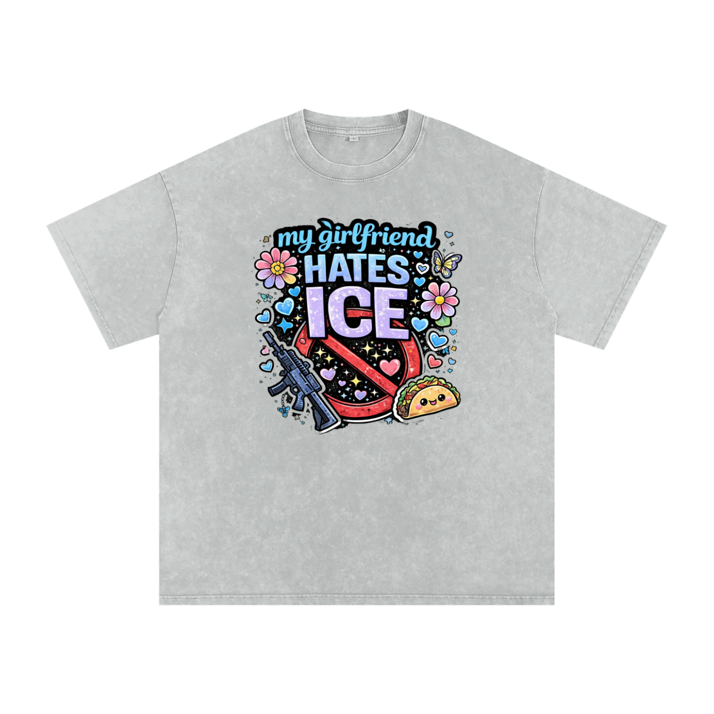 Snow Washed Oversized Cotton T-Shirt